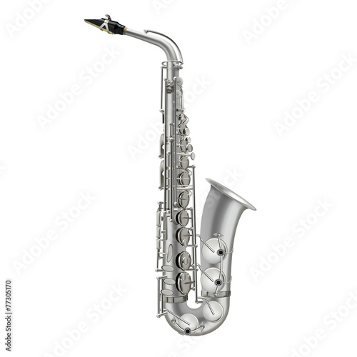 photorealistic saxophone isolated on a white background