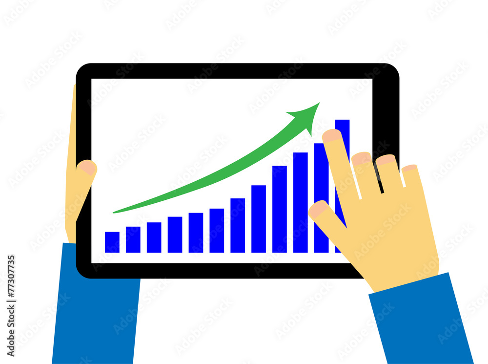 Tablet with progress graph Tablet with progress graph