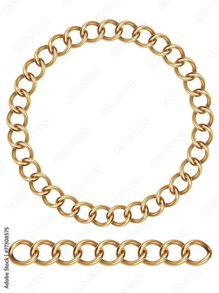 Obraz premium Gold chain, isolated. Vector illustration