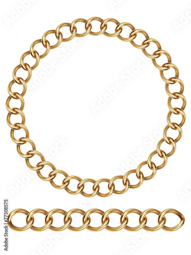 Gold chain, isolated. Vector illustration
