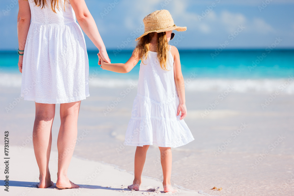 Mother and daughter at beach