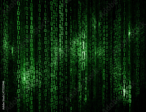 Digital abstract matrix background with the green symbols