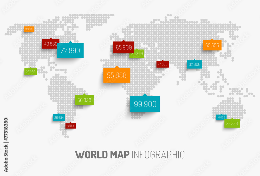 World map with pointer marks World map with pointer marks