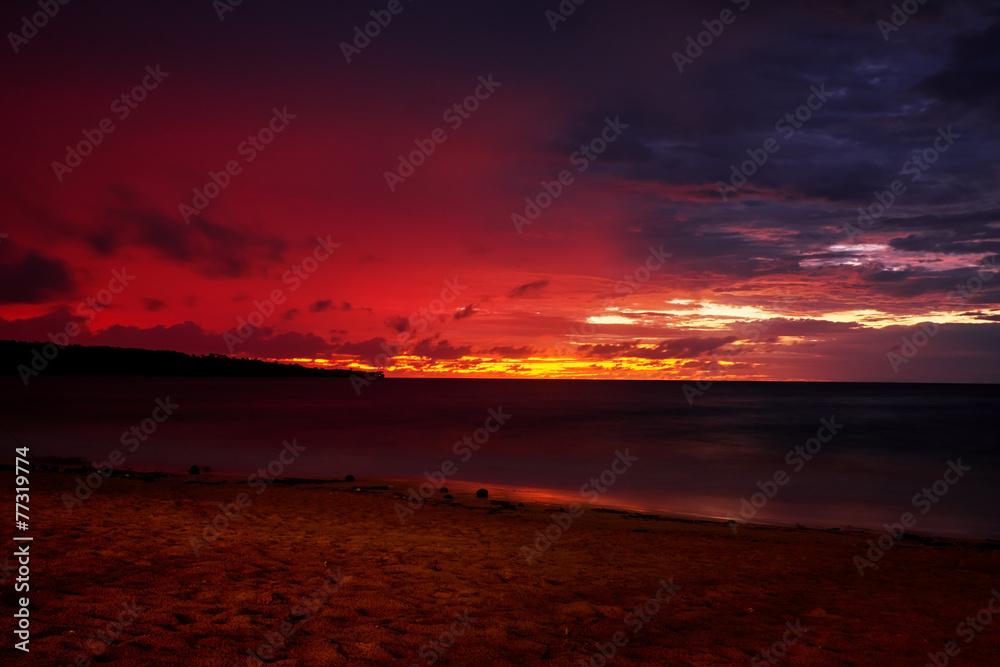 Colourful sunset over a sea. Bali