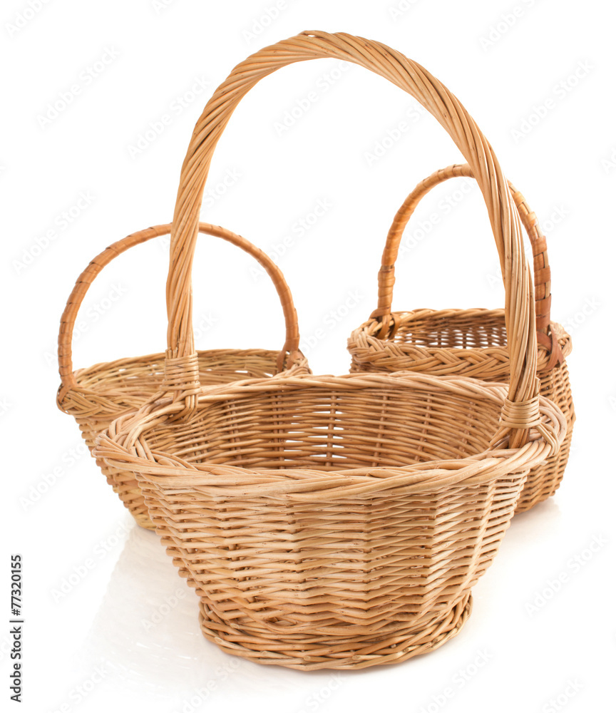 wicker basket on white background wicker basket on white background