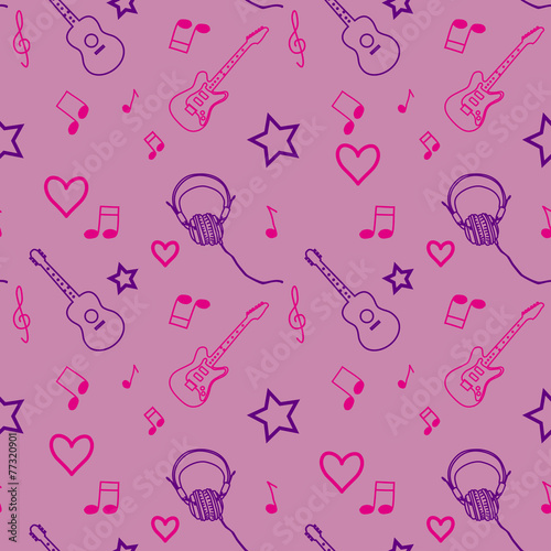 Music seamless pattern vector illustration