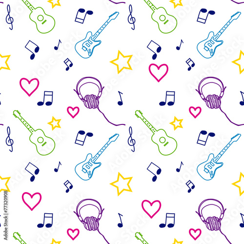Music seamless pattern vector illustration