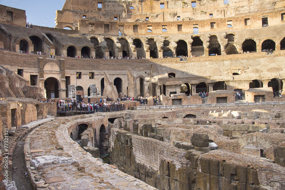 Interior of Roman Coliseum, Rome, Italy