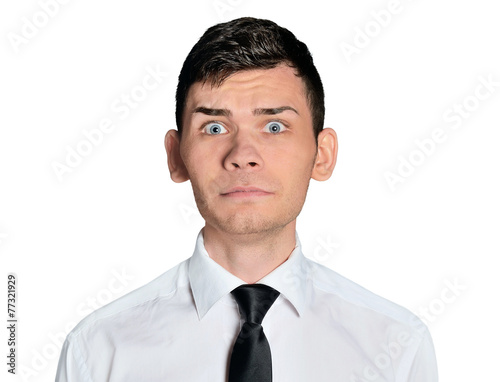 Business man scared face