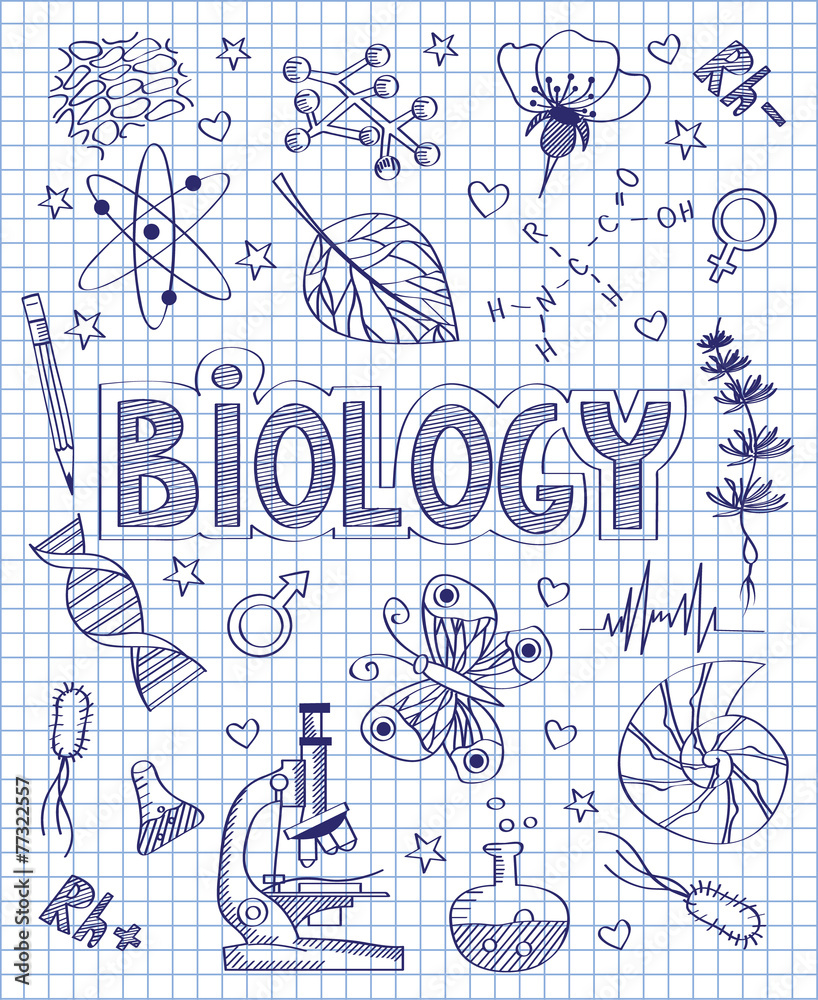 Hand drawn biology set
