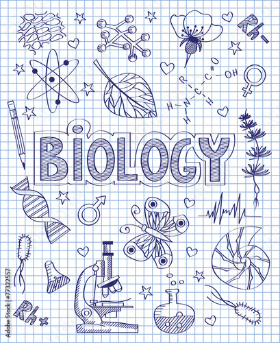 Canvas-taulu Hand drawn biology set
