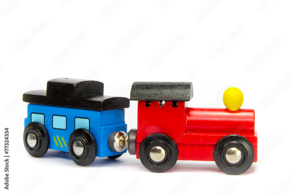 Wooden toy train with colorful blocs isolated Wooden toy train with colorful blocs isolated