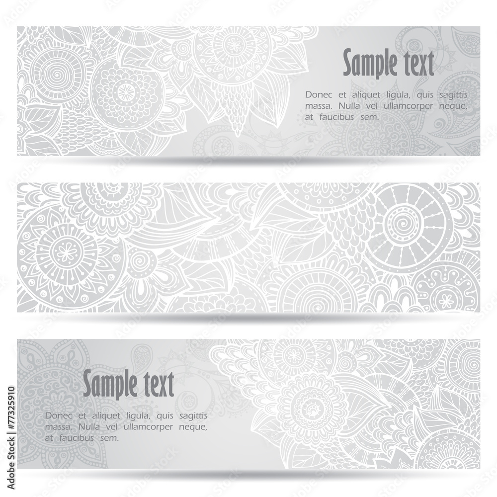 Abstract hand drawn ethnic pattern card set.