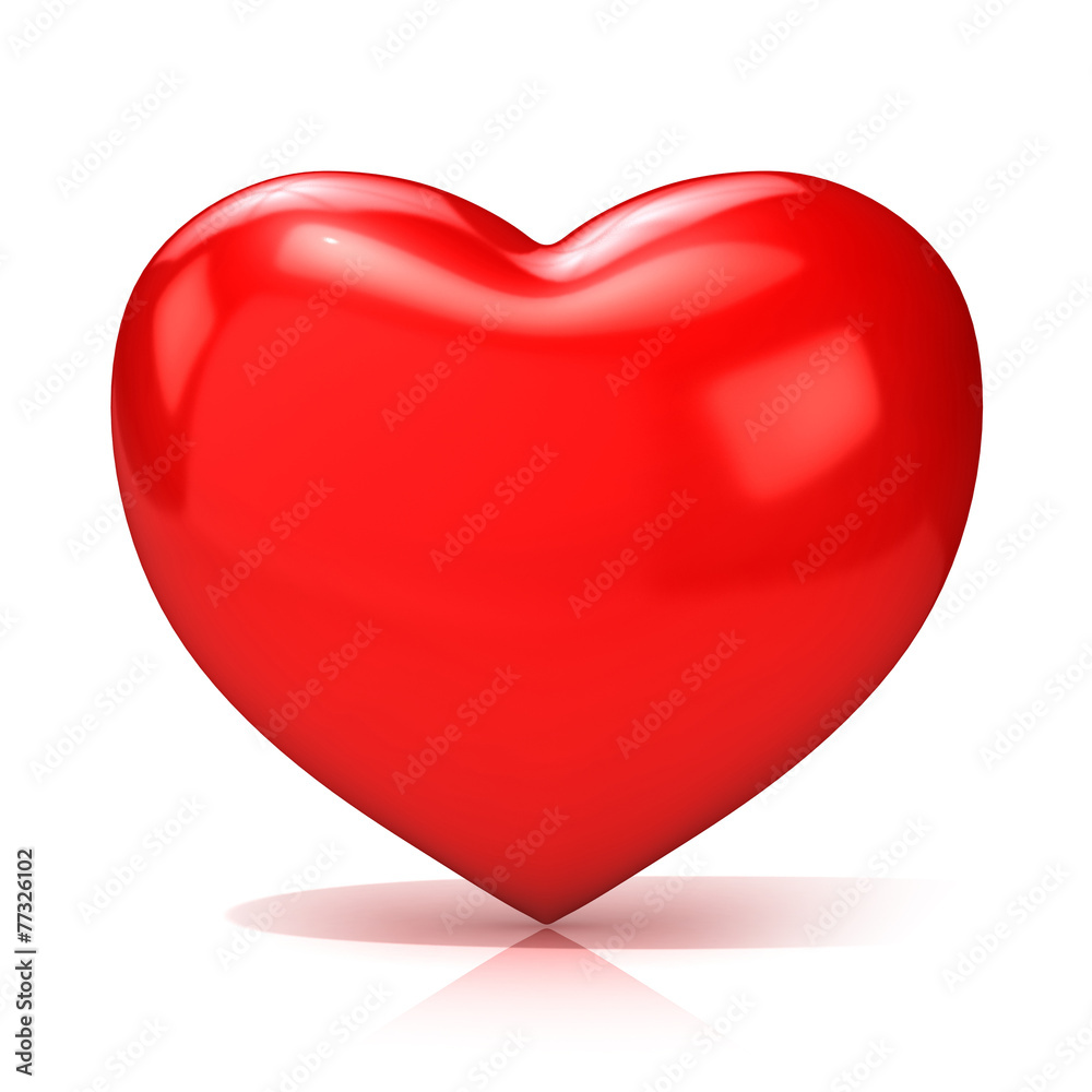 Big red heart. 3D render illustration isolated on white