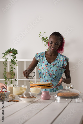 Young Woman Cooking at home