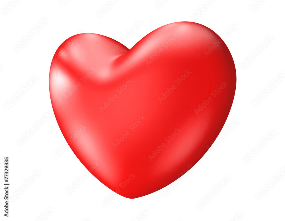 Big red 3D heart isolated over white background