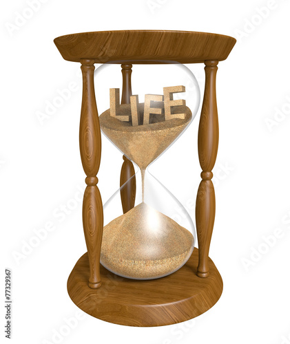 Photography Time passing as sand in an hourglass trickles and life runs out
