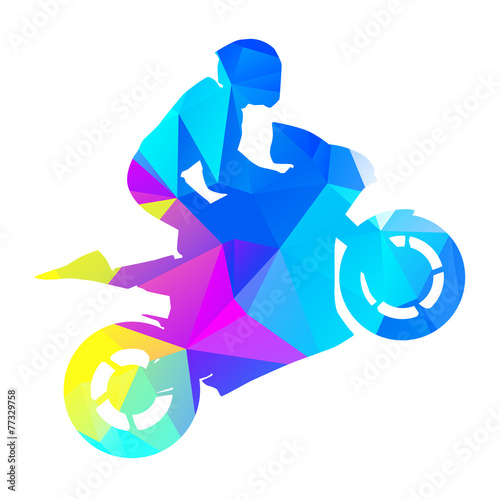 Abstract vector moto racer. Geometrical graphic style