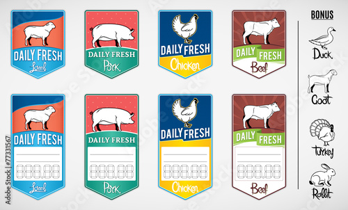 Vector Butcher Shop Labels and Price Tags
