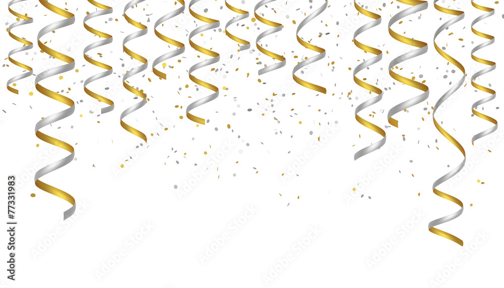 Feier Luftschlangen Konfetti Gold Silber Stock Illustration | Adobe Stock
