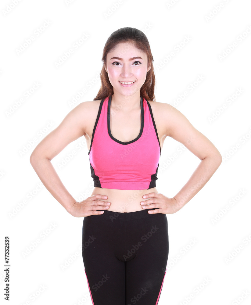 Young woman doing yoga exercise