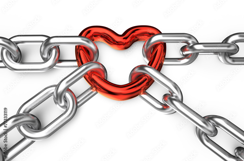 Obraz premium heart connected chains