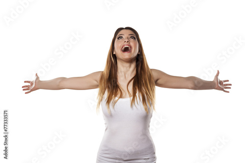Slika na platnu happy young woman with arms open