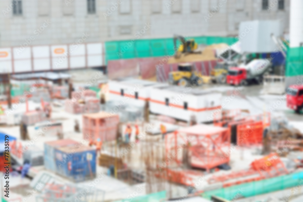 Blur or defocus image of Worker in Construction site as backgrou Blur or defocus image of Worker in Construction site as backgrou