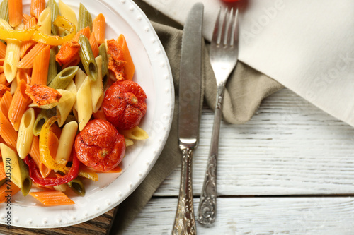 Pasta salad with pepper  carrot and tomatoes