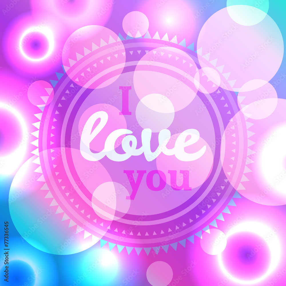 I love you, delicate pink background with shining lights I love you, delicate pink background with shining lights