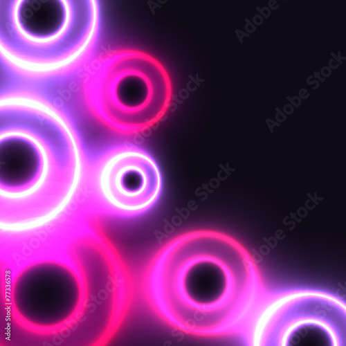 Canvas Print Dark background with pink and white neon rings