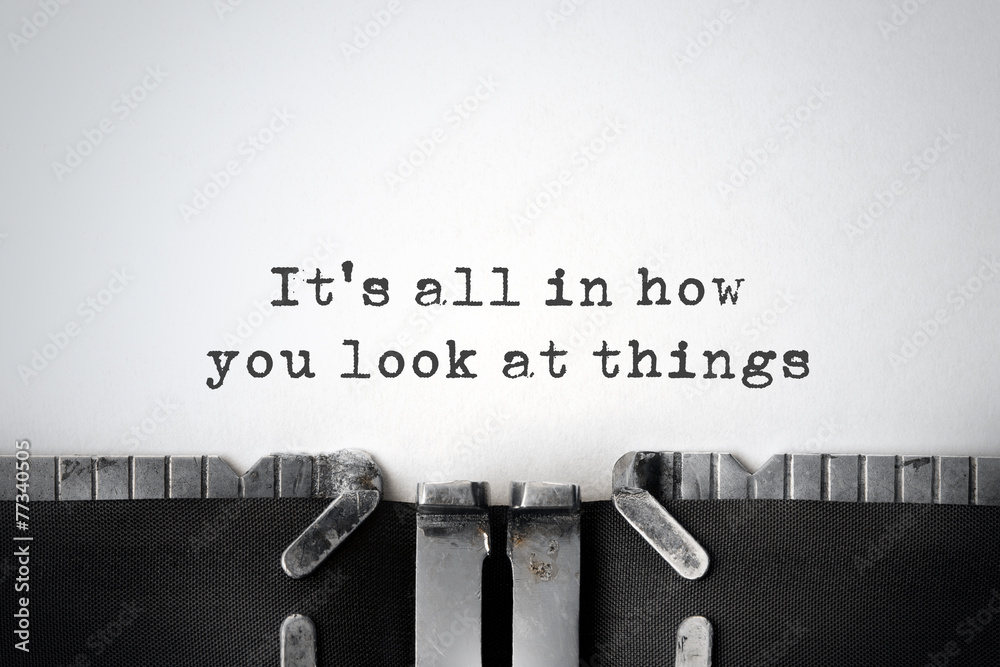 Perspectives. Inspirational quote typed on an old typewriter. - obrazy, fototapety, plakaty 