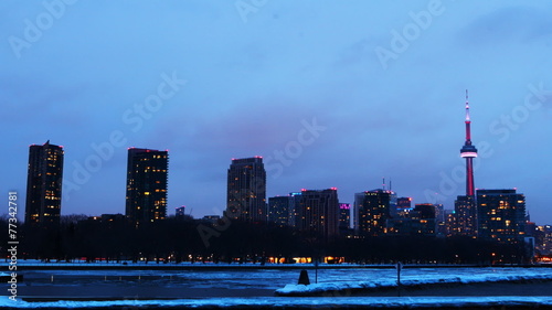 A timelapse aerial view of Toronto at night photo