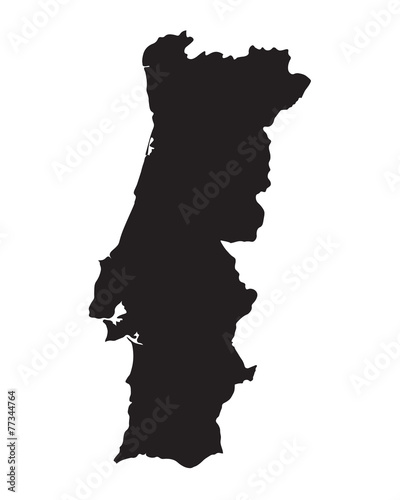 black map of Portugal