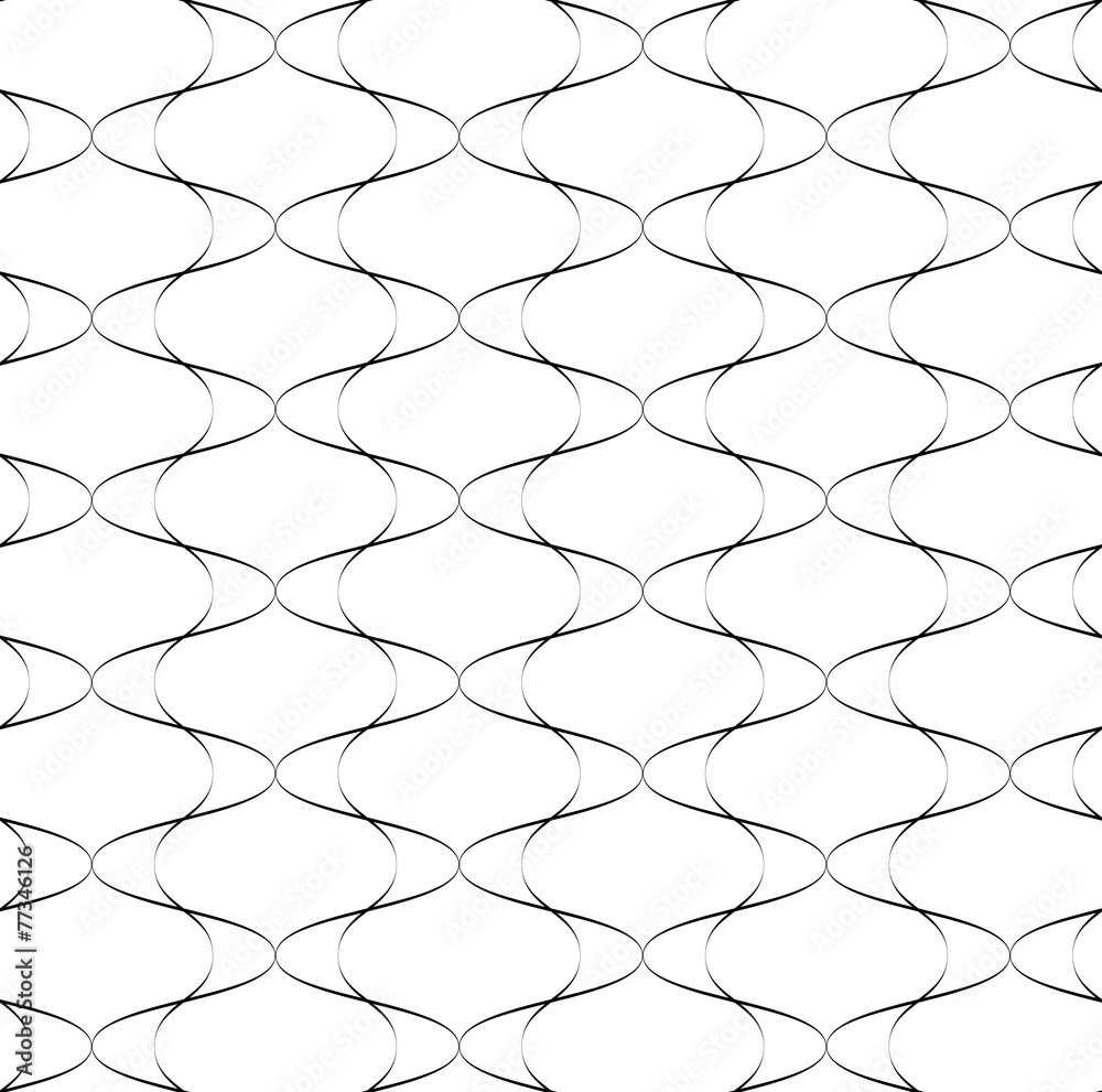 Naklejka premium Black and white seamless pattern wave line style.