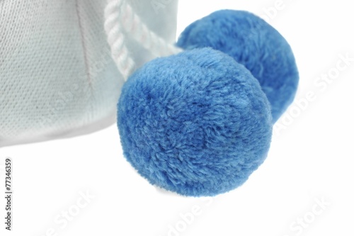 White Knitted Winter Wool Hat With Pom-Pom