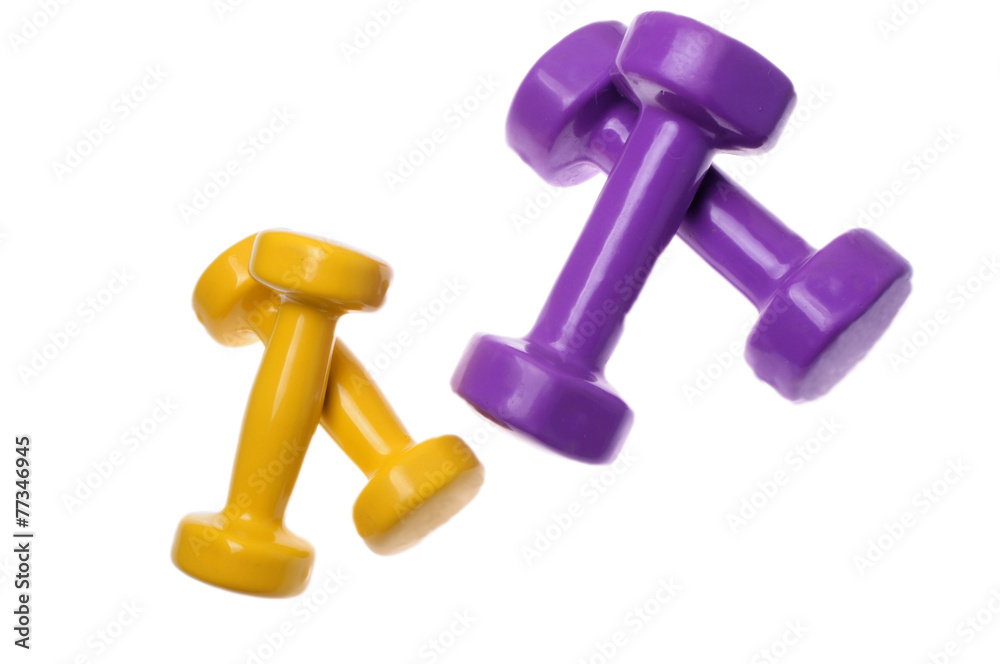 Two Pairs of dumbbells Isolated on white background Two Pairs of dumbbells Isolated on white background
