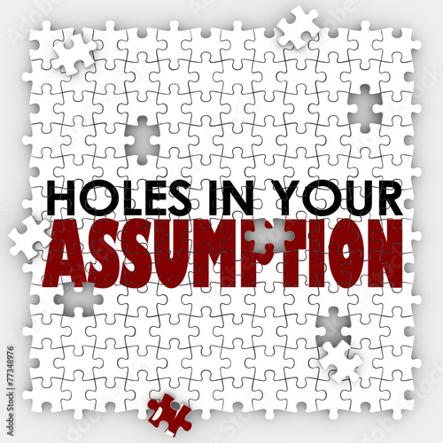 Hole In Your Assumption Puzzle Pieces Bad Wrong Guess photo