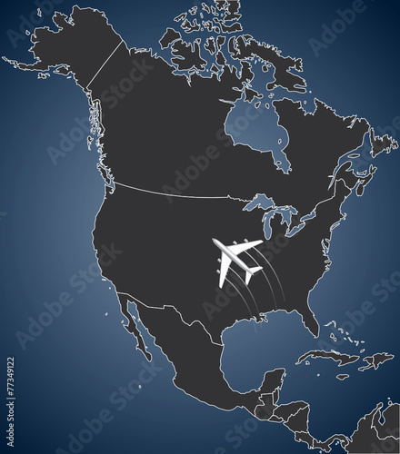 North America airline,map,flight