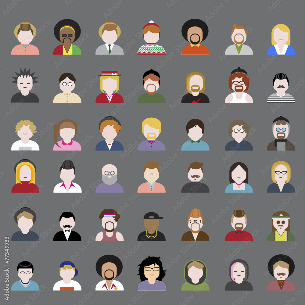 People Diversity Portrait Design Characters Vector Concept