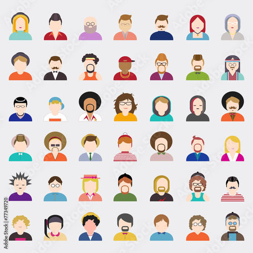 People Diversity Portrait Design Characters Vector Concept