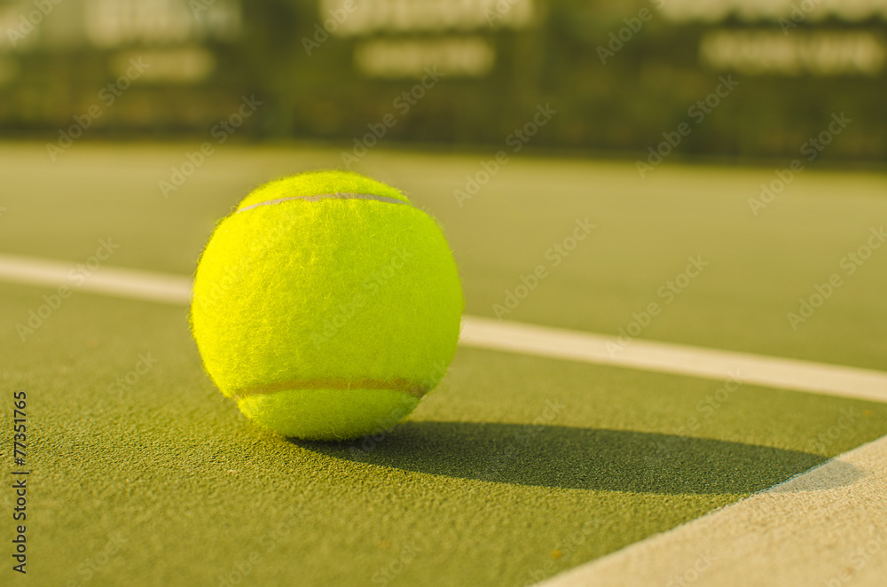 Tennis Ball on the Court Close up