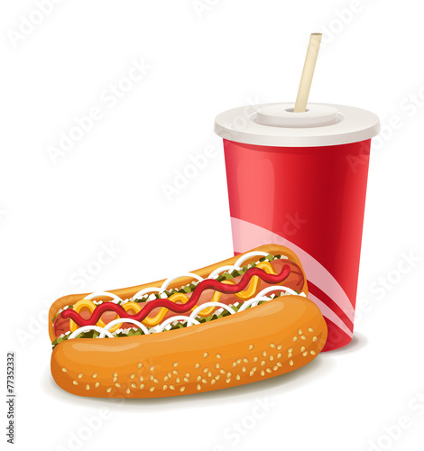 Fotografia, Obraz Vector hot dog illustration