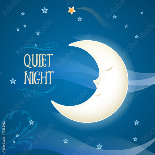 Cartoon sleeping moon