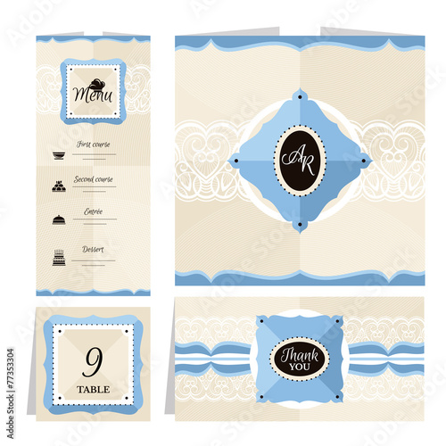 Set of retro wedding cards