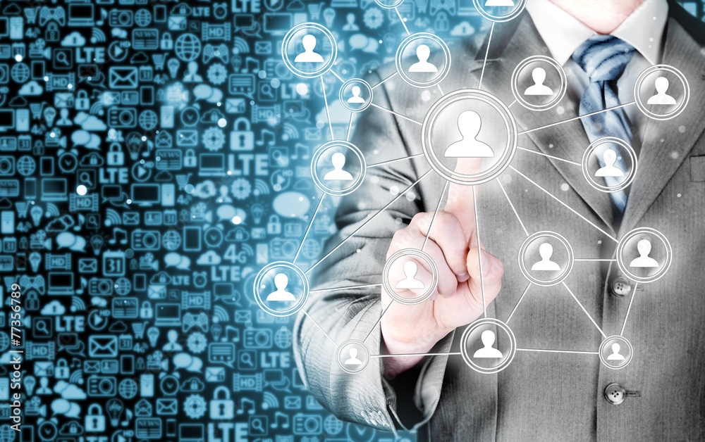 man hand pressing social media icon man hand pressing social media icon