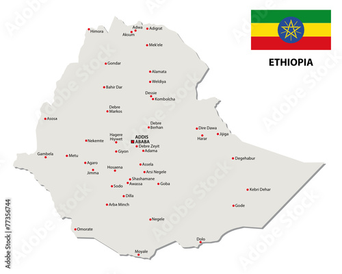 ethiopia map with flag