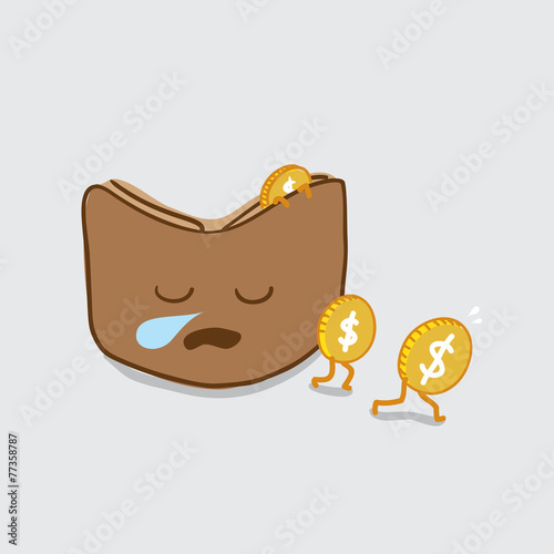 vector illustration of a cartoon coins and money bag