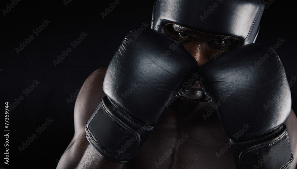 African american boxer ready for fight