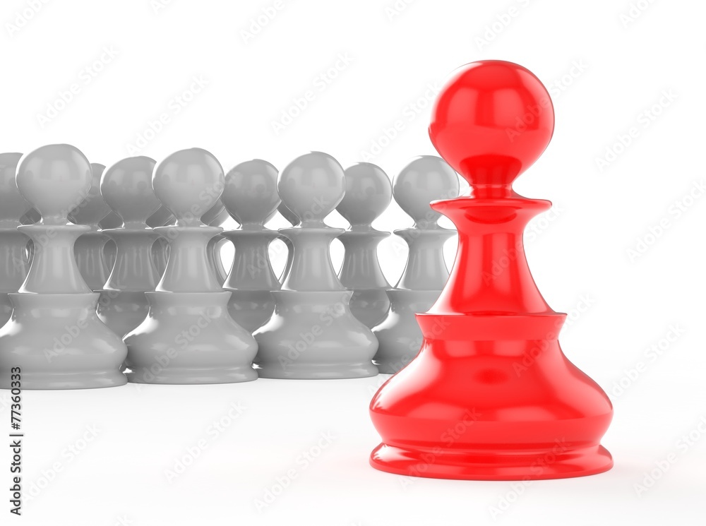 leadership concept red pawn forward white pawns team group leadership concept red pawn forward white pawns team group